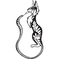 Векторная картинка Татуировки кошки, коты #43